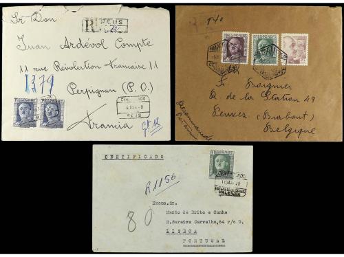 ✉ ESPAÑA. 1946-48. FRANCO 1946. Conjunto de 6 cartas certifi