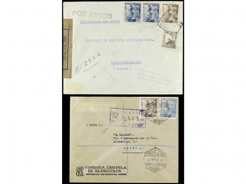 ✉ ESPAÑA. 1941-47. FRANCO. Dent. 10. Conjunto de 6 cartas ce