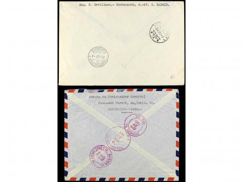 ✉ ESPAÑA. Ed. 1092/96. 1951. Dos cartas certificadas con la 