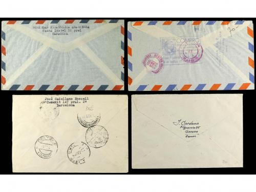 ✉ ESPAÑA. 1951-54. ISABEL AÉREA. Conjunto de 4 cartas certif