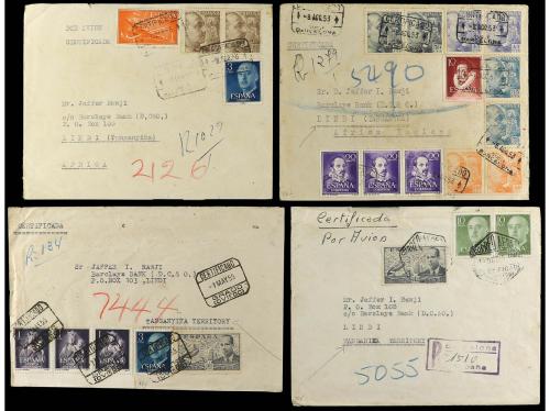 ✉ ESPAÑA. 1952-55. Conjunto de 8 cartas certificadas circula