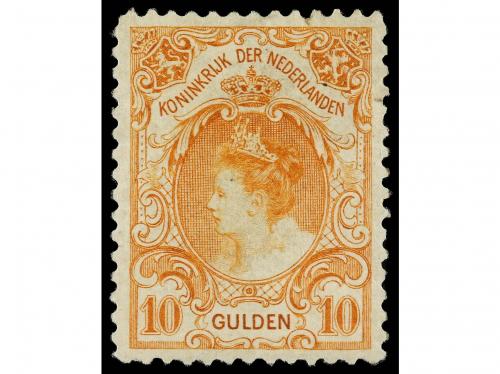* HOLANDA. Yv. 64. 1898-23. 10 gulden naranja. Yvert 1.000&euro;.