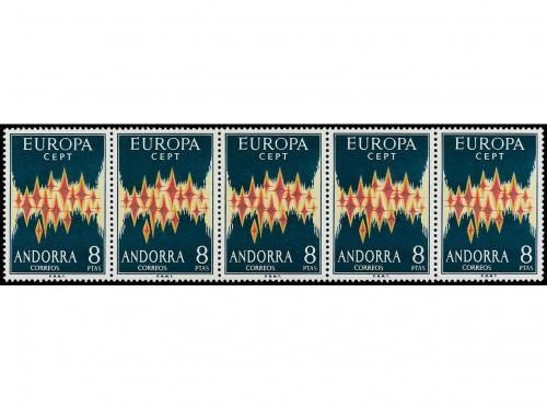 ** ANDORRA. Ed. 72. 1972. 8 pts. EUROPA. 15 sellos en bloque