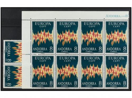 ** ANDORRA. Ed. 72. 1972. 8 pts. EUROPA. 10 sellos en bloque