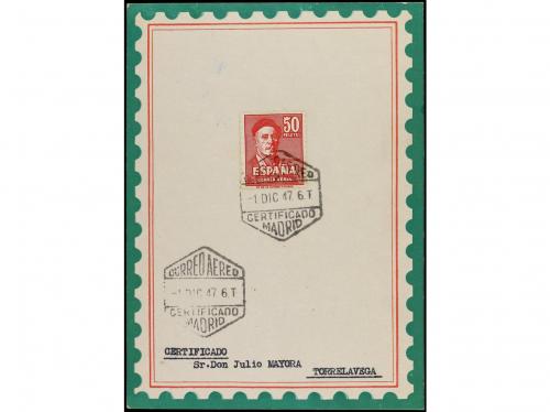 ✉ ESPAÑA. Ed. 1015/16. 1947 (1 diciembre). Dos tarjetas cert
