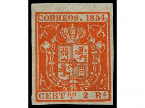 (*) ESPAÑA. Ed. 25M. 2 reales rojo, raya de tinta lavada, pr