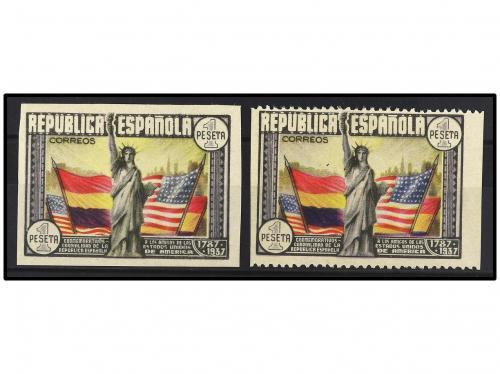* ESPAÑA. Ed. 763s, 763sv. 1 pta. multicolor. Dos sellos SIN