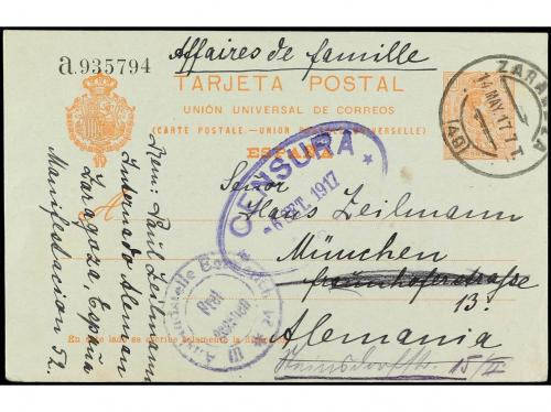 ✉ ESPAÑA. Ed. 53. 1917. Entero Postal. 10 cts. rojo de ZARAG