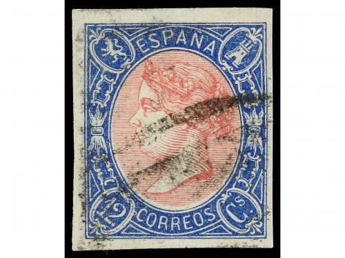° ESPAÑA. Ed. 70 (4). 12 cuartos azul y rosa. 4 sellos con m