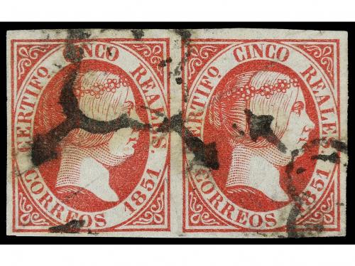 ° ESPAÑA. Ed. 9 (2). 5 reales rosa. Pareja horizontal, insig