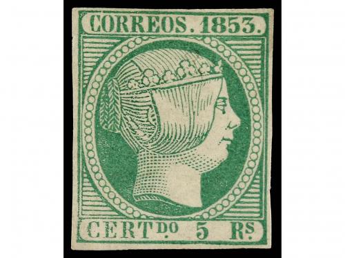 (*) ESPAÑA. Ed. 20. 5 reales verde. MAGNÍFICO EJEMPLAR. Cert