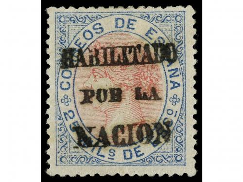 (*) ESPAÑA. Ed. 95. 25 mils. azul y rosa HABILITADO / POR LA