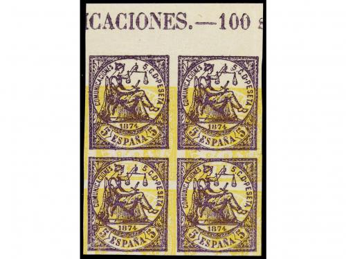 * ESPAÑA. Ed. 144. 5 cts. violeta con la impresión del 2 cts