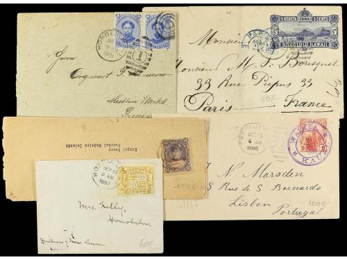 ✉ HAWAI. 1890-1900. Conjunto de 5 cartas diversos franqueos.