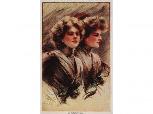 1910 ca. POSTALES. BOILEAU, P.:. 7 POSTALES DE RETRATOS FEME