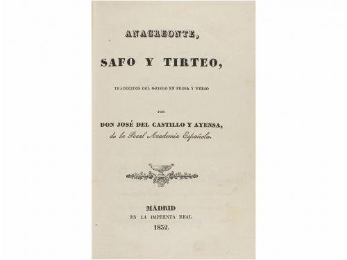 1832. LIBRO. (LITERATURA). ANACREONTE, SAFO Y TIRTEO, TRADUC