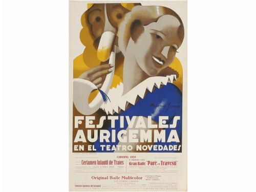 1935. CARTEL. MARTINEZ SURROCA:. FESTIVALES AURIGEMMA. EN EL