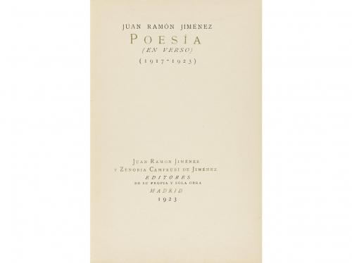 1923. LIBRO. (LITERATURA-MODERNISMO). JIMENEZ, JUAN RAMÓN:. 