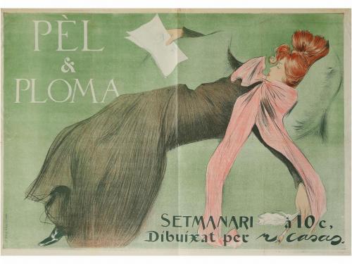 1903. CARTEL. CASAS, R.:. PÈL & PLOMA. Litografía. 87,5 x 63