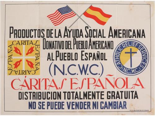 1950 ca. CARTEL. (POSTGUERRA). PRODUCTOS DE LA ADUDA SOCIAL 
