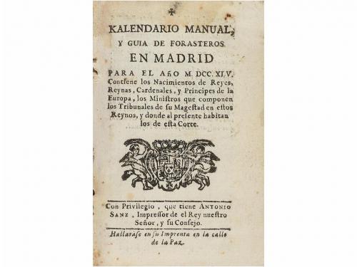 1745. LIBRO. (VIAJES). KALENDARIO MANUAL , Y GUIA DE FORASTE