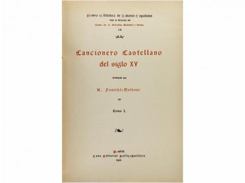 1912. LIBRO. (LITERATURA). FOULCHÉ-DELBOSC, R.:. CANCIONERO 