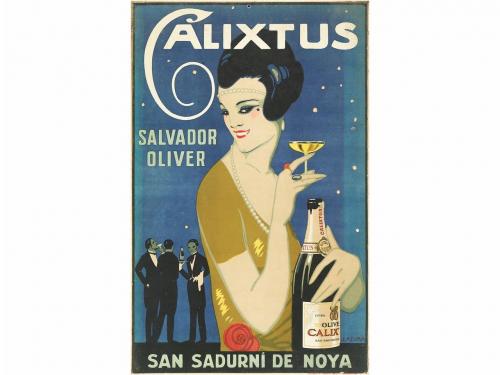 1930 ca. CARTEL. ALUMÀ, J.:. CALIXTUS. SALVADOR OLIVER. SAN 