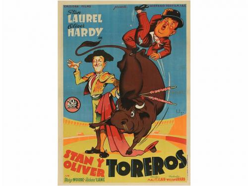 1945. CARTEL. SOLIGÓ:. LAUREL & HARDY. STAN Y OLIVER TOREROS