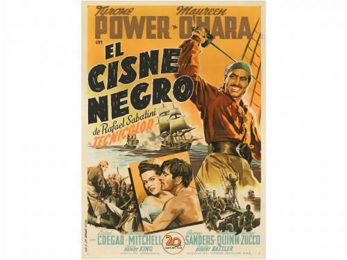 [1942]. CARTEL. EL CISNE NEGRO. THE BLACK SWAN. Barcelona: H
