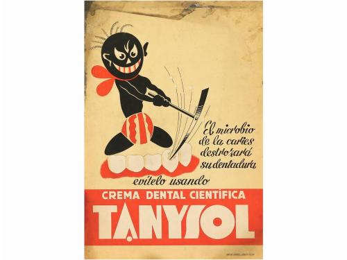 1930 ca. CARTEL. CREMA DENTAL CIENTÍFICA TANYSOL. Tolosa: Gr