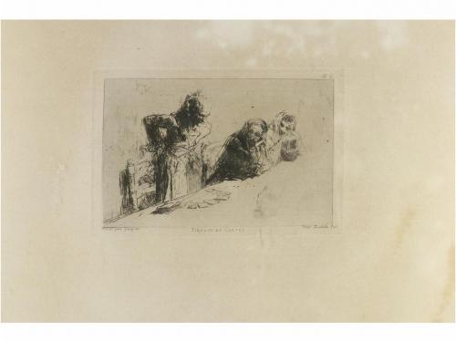 1867. GRABADO. FORTUNY, MARIÀ:. TIREUSE DE CARTES. 11 x 17 c