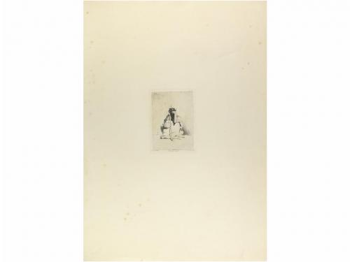 1865 ca. GRABADO. FOTUNY, MARIÀ:. MENDIANT. 14 x 11 cm huell