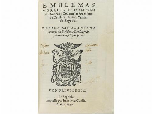 1591. LIBRO. (LITERATURA). HOROZCO Y COVARRUVIAS, JUAN DE:. 