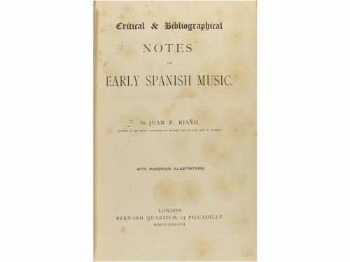 1887. LIBRO. (MUSICOLOGÍA). RIAÑO, JUAN F.:. CRITICAL & BIB
