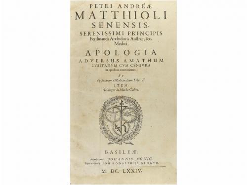 1674. LIBRO. (MEDICINA). MATTHIOLI SENENSIS, ANDREAE PETRI: