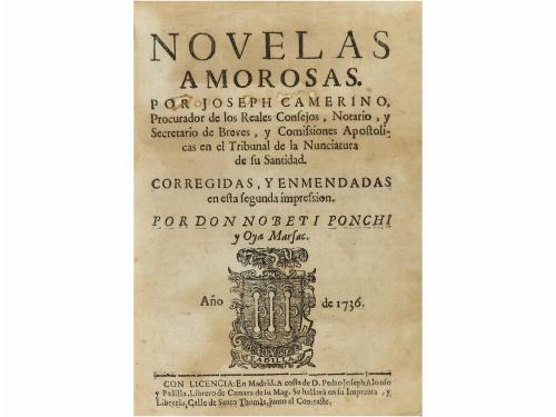 1736. LIBRO. (LITERATURA). CAMERINO, JOSEPH:. NOVELAS AMORO