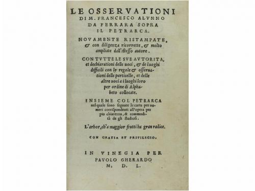 1550. LIBRO. (LITERATURA ITALIANA). FRANCESCO ALUNNO, M.:.