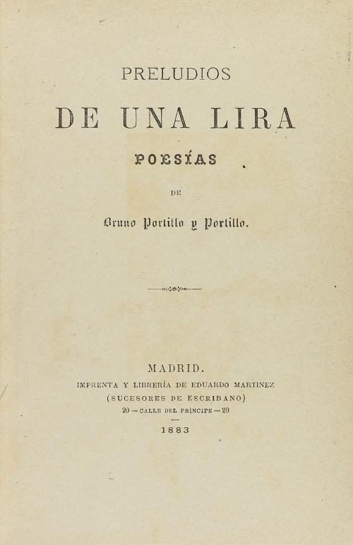 1883. LIBRO. (POESÍA). PORTILLO Y PORTILLO, BRUNO:. PRELUDI
