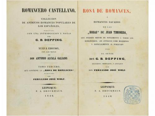 1846. LIBRO. (LITERATURA). DEPPING, G. B.:. ROSA DE ROMANCES