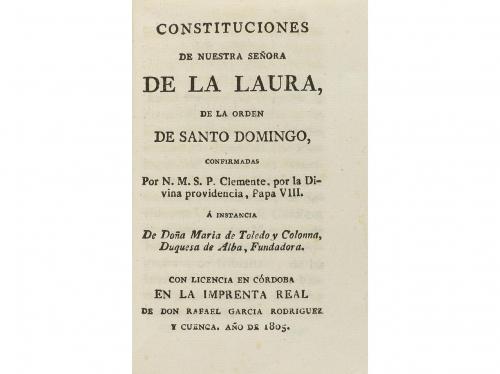 1805. LIBRO. (DERECHO CANÓNICO). CONSTITUCIONES DE NUESTRA