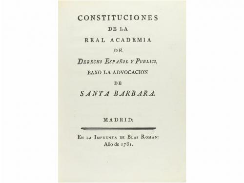 1781. LIBRO. (DERECHO). CONSTITUCIONES DE LA REAL ACADEMIA D
