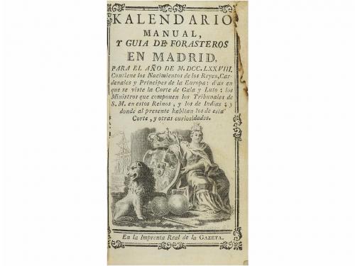 [1777]. LIBRO. (VIAJES-MADRID). KALENDARIO MANUAL. Y GUIA DE