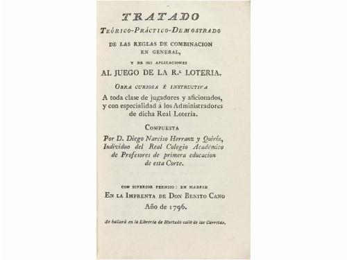 1796. LIBRO. (JUEGOS- AZAR). HERRANZ Y QUIRÓX, DIEGO NARCISO