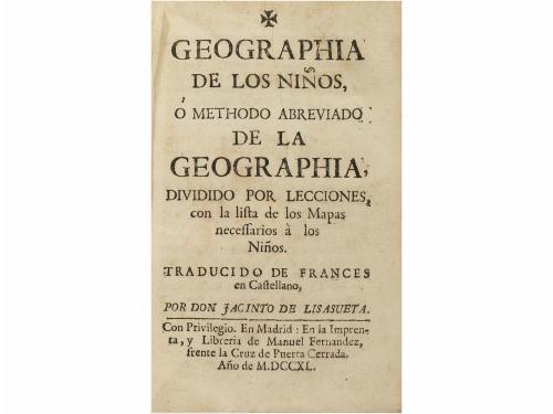 1740. LIBRO. (GEOGRAFÍA). GEOGRAPHIA DE LOS NIÑOS, O METHODO