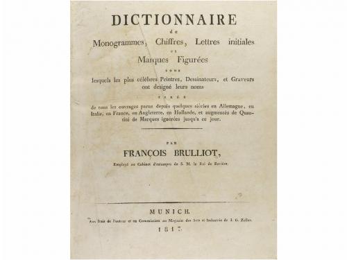 1817. LIBRO. (BIBLIOFILIA). BRULLIOT, FRANÇOIS,:. DICTIONNAI