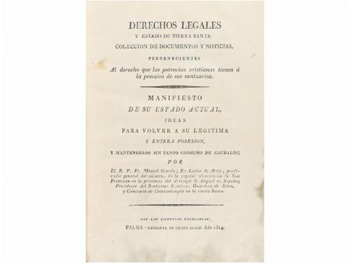 1814. LIBRO. (TIERRA SANTA). DERECHO LEGALES Y ESTADO DE TIE