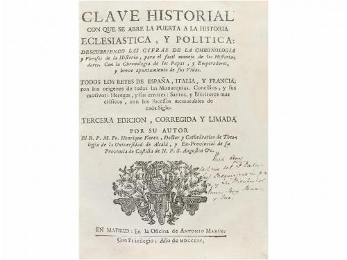 1754. LIBRO. (HISTORIA). FLOREZ, HENRIQUEZ:. CLAVE HISTORIAL