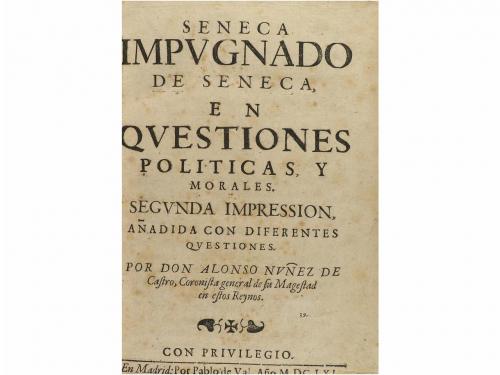 1661. LIBRO. (LITERATURA). NUÑEZ DE CASTRO, ALONSO:. SENECA