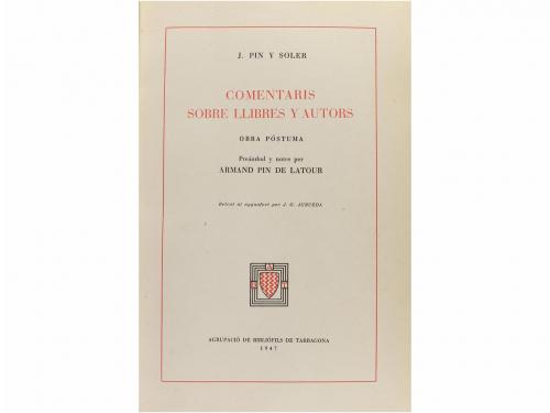 1947. LIBRO. (LITERATURA). PIN Y SOLER, J.:. COMENTARIS SOB