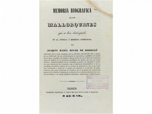 1842. LIBRO. (HISTORIA-MALLORCA). BOVER DE ROSSELLÓ, JOAQUI